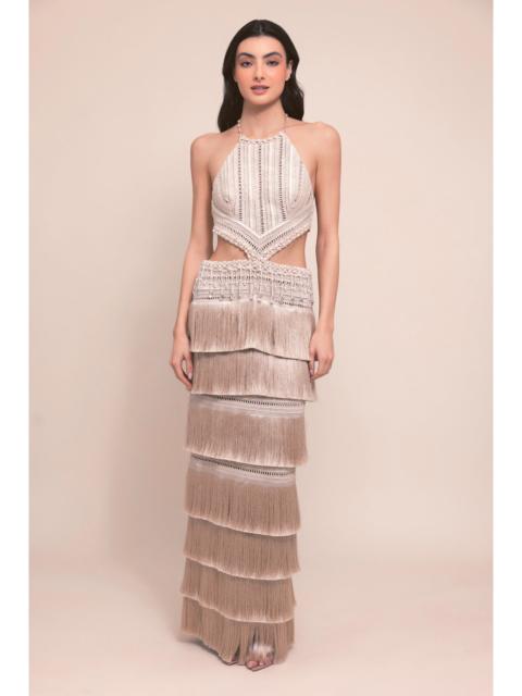 PatBO PETAL FRINGE MAXI DRESS
