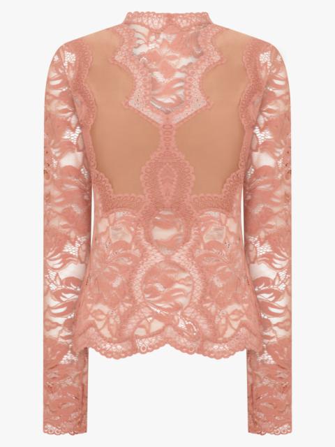 rabanne LACE X STRETCH PANEL TOP | NEW CARAMEL