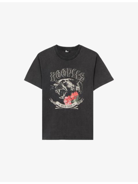 The Kooples Panther-Print Washed Cotton-Jersey T-Shirt