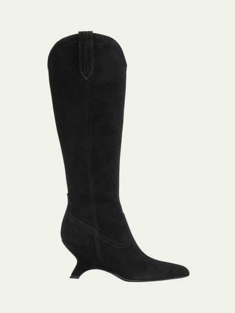 SIMKHAI Shadow Suede Western Knee Boots