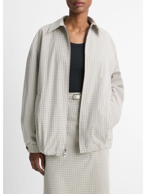 Vince Gardener's Check Cotton Oversized Bomber Jacket