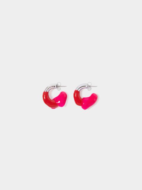 MINI RUBBERIZED EARRINGS SILVER / rubin & fuchsia