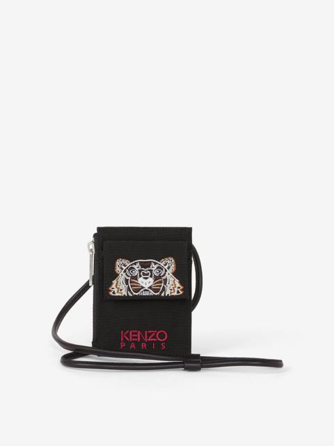 KENZO Canvas Kampus Tiger card holder with long strap