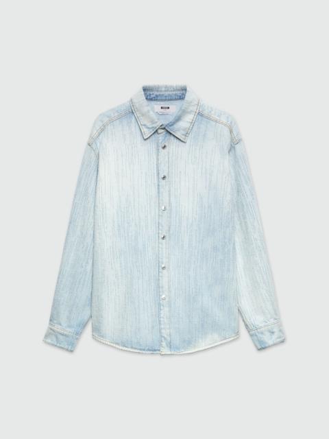 MSGM Light denim shirt with destroyed effect