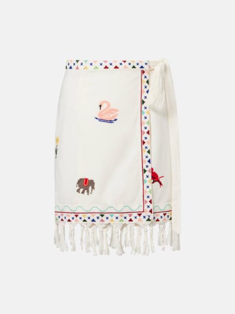 RIXO Baela embroidered cotton miniskirt