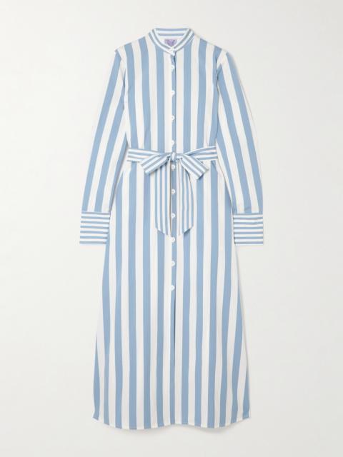 Thierry Colson Alla Belted Striped Cotton-poplin Maxi Shirt Dress