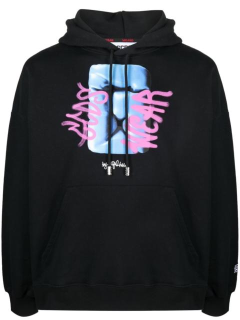 GCDS graphic-print cotton hoodie