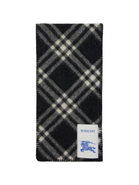 Burberry Black & Off-White Check Wool Scarf