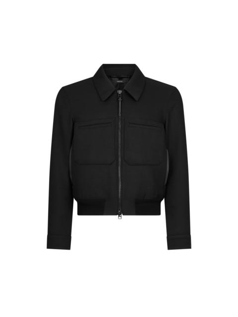 TOM FORD LACQUERED WOOL TRICOTINE BATTLE JACKET