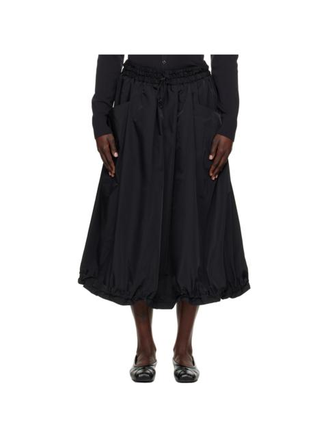 Black PE Twill R-Volume Midi Skirt