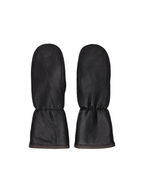Yves Salomon Black Curly Merino Mittens