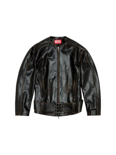 L-Margy collarless leather jacket
