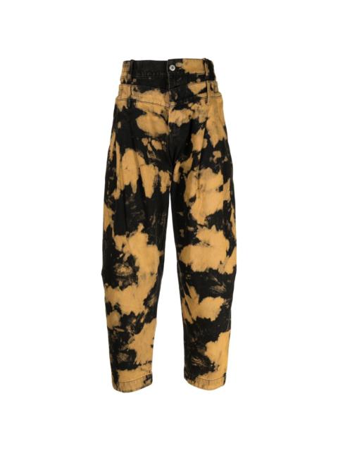tie-dye double-waist tapered trousers