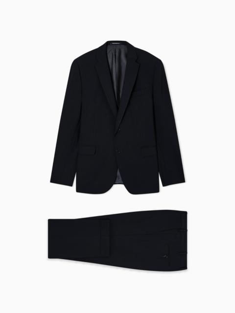 EMPORIO ARMANI SINGLE-BREASTED SUIT IN TWO-WAY STRETCH, TROPICAL LIGHT WOOL CANVAS