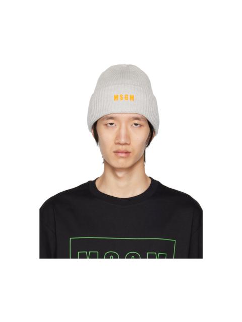 Gray Embroidered Logo Beanie