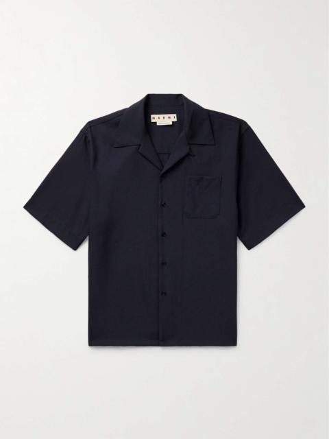 Convertible-Collar Wool Shirt