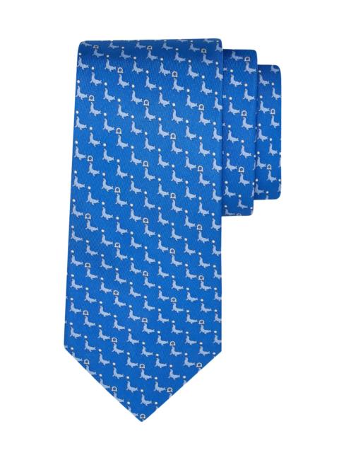 FERRAGAMO Men's Alicia Silk Seal Tie - Azzurro