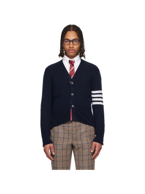 Thom Browne Navy Classic Cashmere 4-Bar V-Neck Cardigan