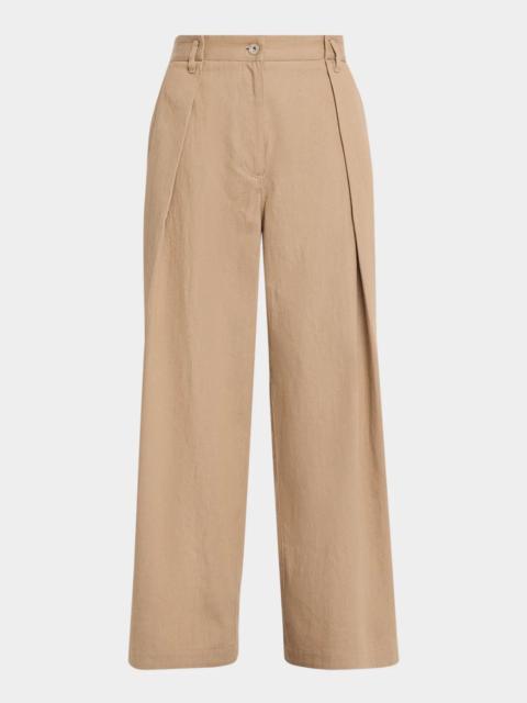 Brunello Cucinelli Sparkle Twill Wide-Leg Pants