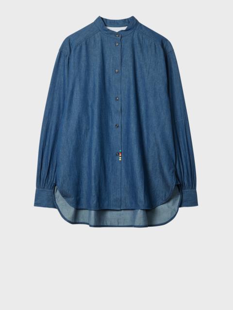 Paul Smith Women's Denim Chambray Grandad Collar Oversized Shirt