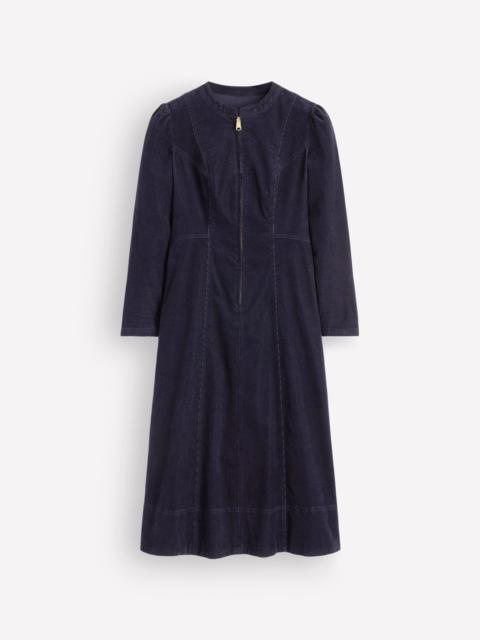 BODEN Una Cord Midi Dress-Navy