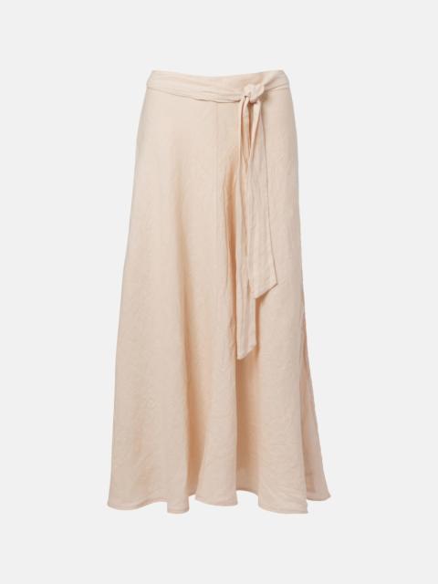 velvet Malina linen midi skirt