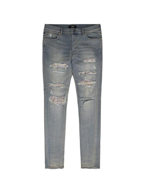 AMIRI Bleachout Crystal Thrasher Jeans "Blue" AMDNSY1019 406