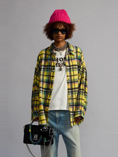 R13 SHREDDED SEAM DROP NECK SHIRT
