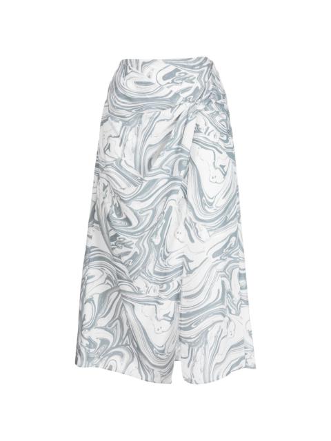 izabella marble-print midi skirt
