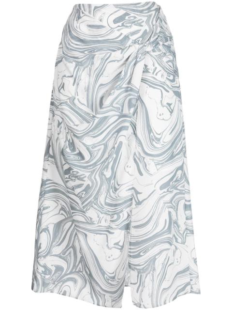 SIMKHAI izabella marble-print midi skirt