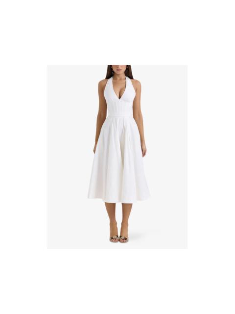 House of CB Allena Corset-Bodice Stretch-Cotton Midi Dress