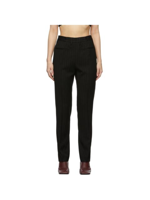 MM6 Maison Margiela Black Straight Leg Pinstripe Trousers