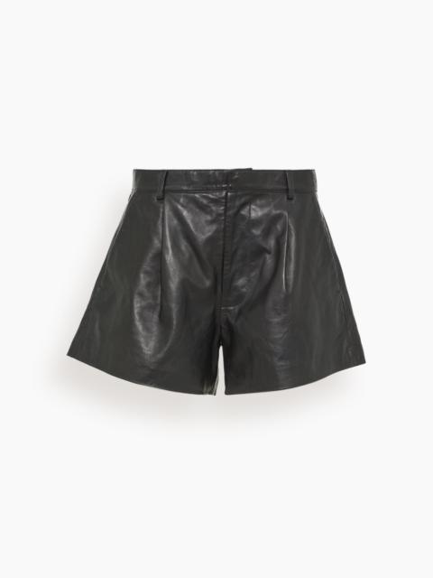 R13 Wide Leg Leather Shorts in Black