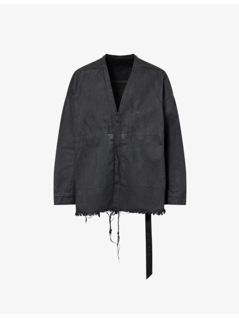 Rick Owens DRKSHDW Lido Larry Raw-Hem Coated-Denim Shirt