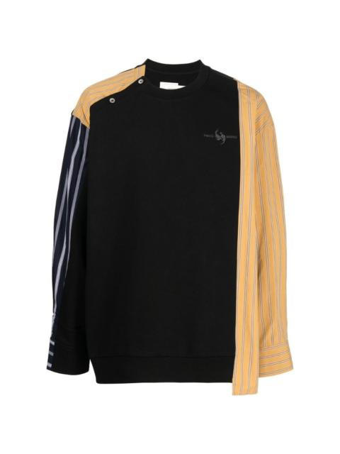 shirt-panelled sweatshirt