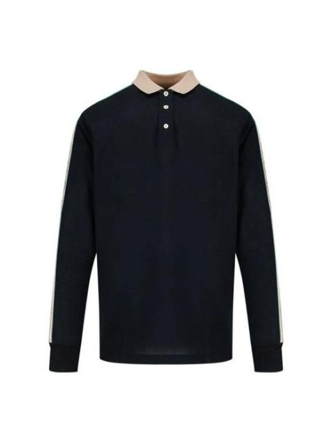 GUCCI Gucci SS20 Side Sleeve Logo Striped Ribbon Long Sleeve Polo Shirt For Men Black 598955-XJB0Q-1082