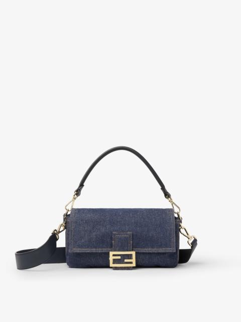 FENDI Baguette® Dark blue denim and blue denim-effect FF jacquard bag