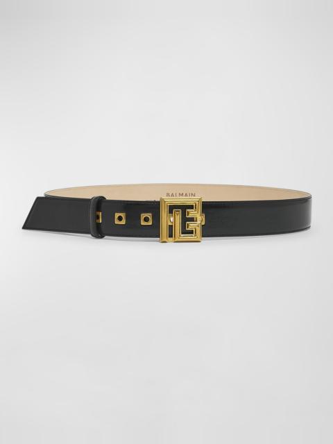 Balmain PB Monogram Patent Leather Belt