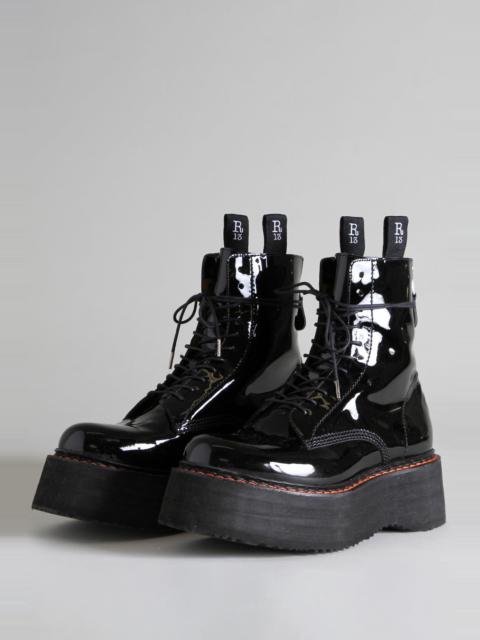 R13 DOUBLE STACK BOOT - PATENT BLACK