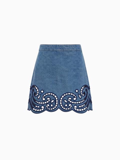 ULLA JOHNSON The Cadiz Eyelet Denim Skirt