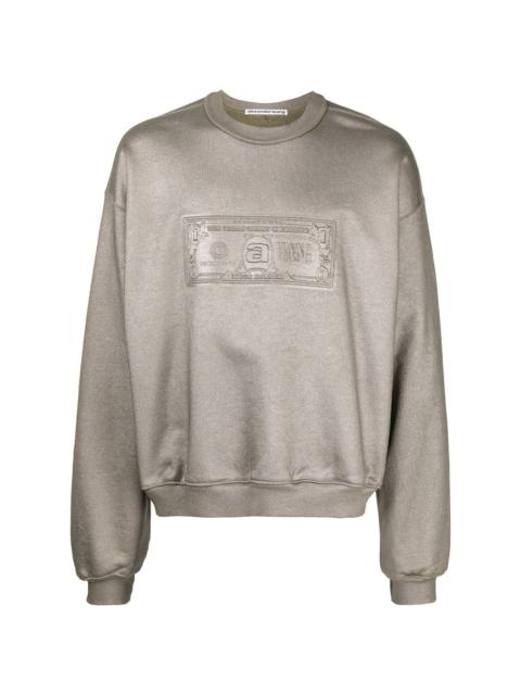 logo-embossed metallic-finish sweatshirt