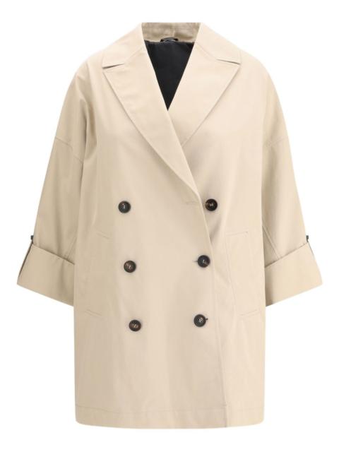 Brunello Cucinelli embellished sleeve midi trench coat