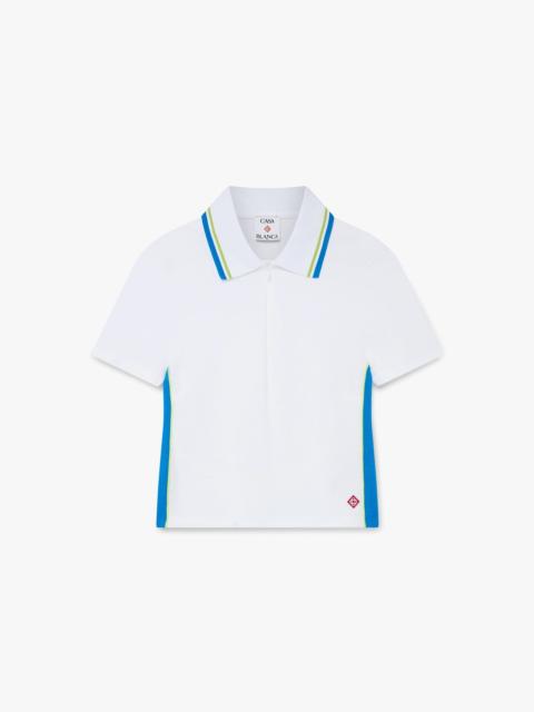 CASABLANCA White Pique Cut-Out Polo Shirt | Casablanca Paris