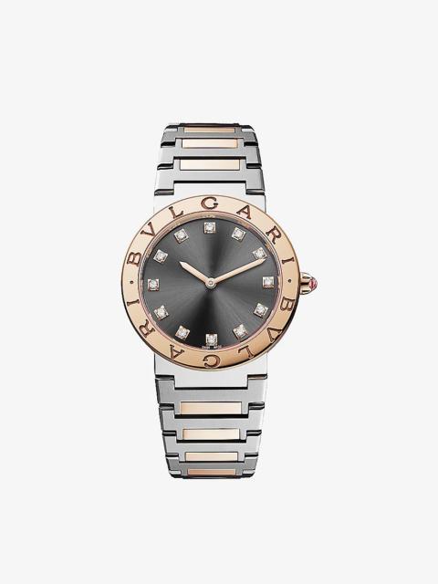 BVLGARI 103067 BVLGARI BVLGARI stainless-steel, 18ct rose-gold and diamond quartz watch