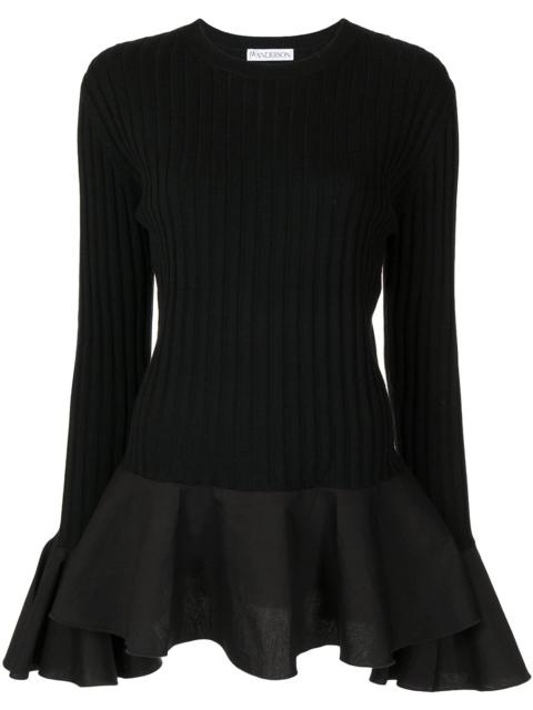 JW Anderson ribbed-knit ruffle-hem top