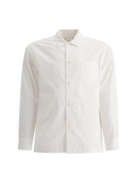 pleated button-up shirt