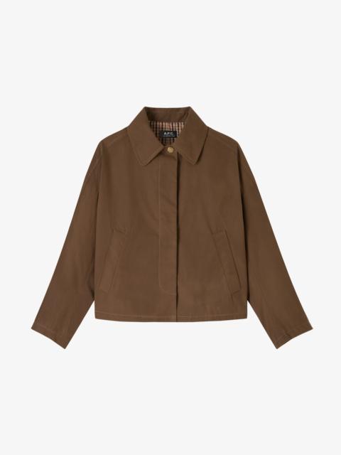A.P.C. BECCA JACKET - KHAKI RAIN JACKET IN WAXED COTTON