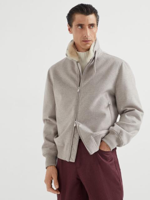 Brunello Cucinelli Bonded cashmere beaver cloth bomber jacket with detachable shearling insert and Thermore® padding
