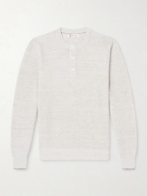 Brunello Cucinelli Ribbed Linen and Cotton-Blend Henley Shirt
