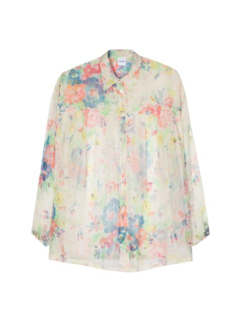 floral-print crepon shirt